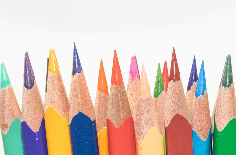 Sharpened pencils in a row - so many colours to choose from