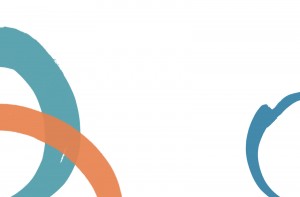 Abstract circles in teal, orange and blue