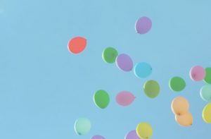 Blue sky with balloons